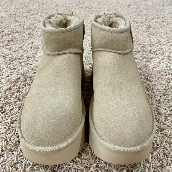 UGG Women’s Classic Ultra Mini New Heights Platform Boots Mustard Seed, Size 11 - Picture 8 of 16